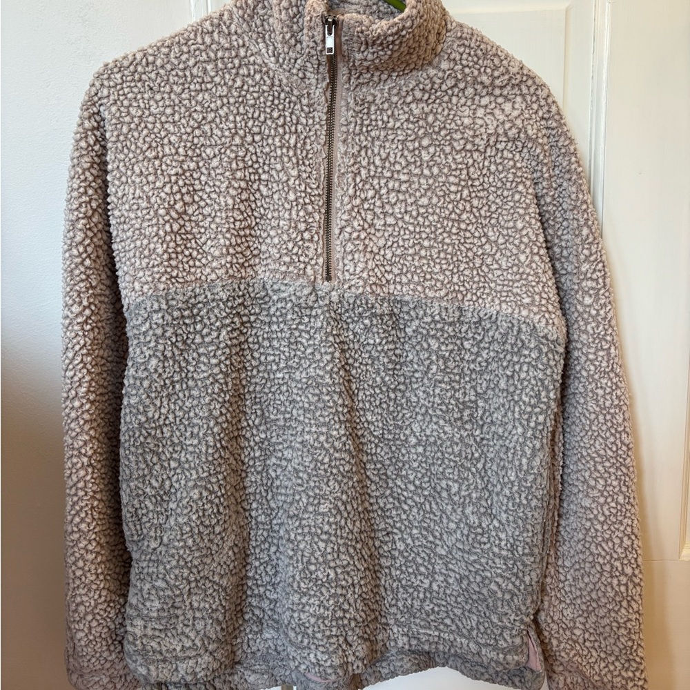 Cozy Sherpa Fleece Sweater - Gray